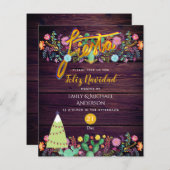 Feliz Navidad Feest Paars Gouden Budget Cactussen (Voorkant / Achterkant)