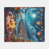 Feliz Navidad Feestelijke Gitaarspeler Kuststad Fleece Deken (Voorkant (Horizontaal))
