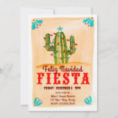 Feliz navidad Fiesta Cactus op Chalkboard Invitati Kaart (Voorkant)