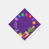 Feliz Navidad Fiesta Green Cactus op Paars Servet (Hoek)