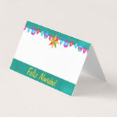 Feliz Navidad Fiesta op Roze en Groene Sarape Kaart (Voorkant)