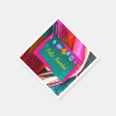 Feliz Navidad Fiesta op Roze en Groene Sarape Servet (Hoek)