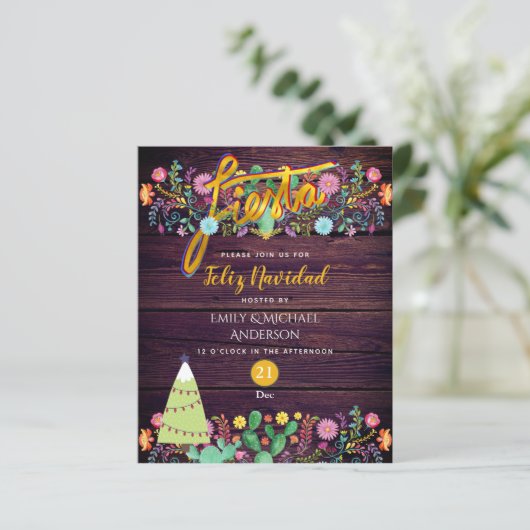 Feliz Navidad Fiesta Paars Gold Budget Cacti Folk (Staand voorkant)