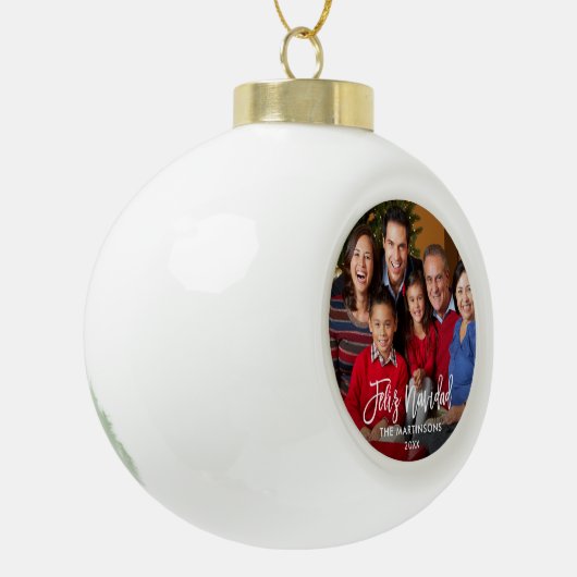 Feliz Navidad-foto penseelscript Keramische Bal Ornament (Links)