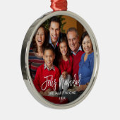 Feliz Navidad-foto penseelscript Metalen Ornament (Rechts)