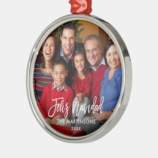 Feliz Navidad-foto penseelscript Metalen Ornament (Links)