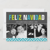 Feliz Navidad-foto van Vet en kleurrijk Feestdagenkaart (Voorkant)