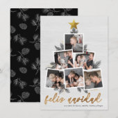 Feliz Navidad | Fotos forma del árbol de Navidad Feestdagenkaart (Voorkant / Achterkant)
