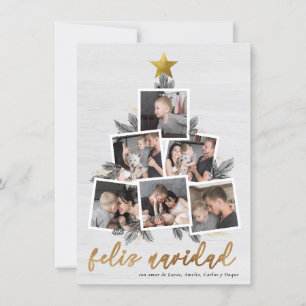 Feliz Navidad   Fotos forma del árbol de Navidad Feestdagenkaart