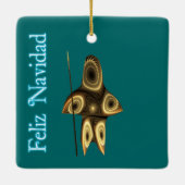 Feliz Navidad - Fractal Inuit Hunter Keramisch Ornament (Achterkant)