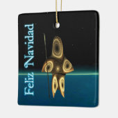 Feliz Navidad - Fractal Inuit Hunter Keramisch Ornament (Links)
