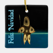 Feliz Navidad - Fractal Inuit Hunter Keramisch Ornament (Voorkant)