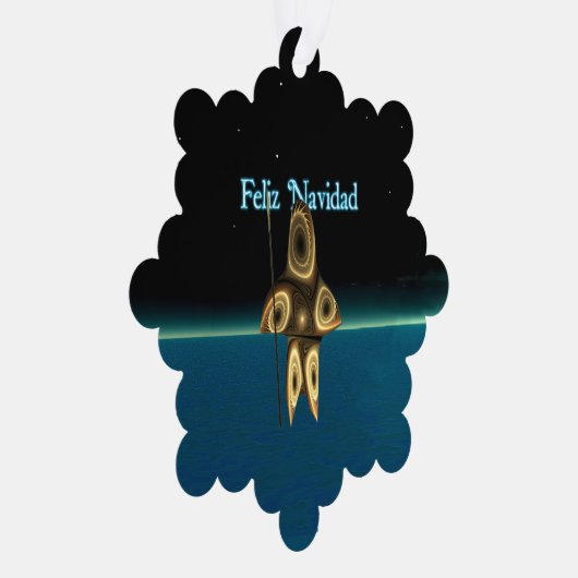 Feliz Navidad - Fractal Inuit Hunter Ornament Kaart (Rechts)