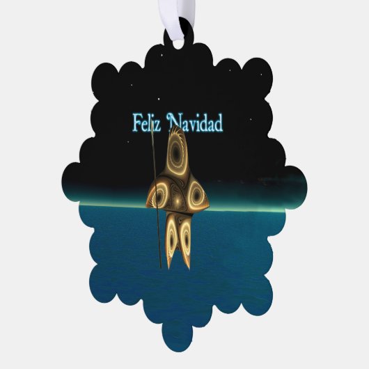 Feliz Navidad - Fractal Inuit Hunter Ornament Kaart (Links)