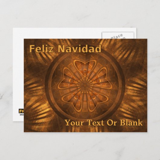 Feliz Navidad - Fractal Wood Carving Briefkaart (Voorkant / Achterkant)