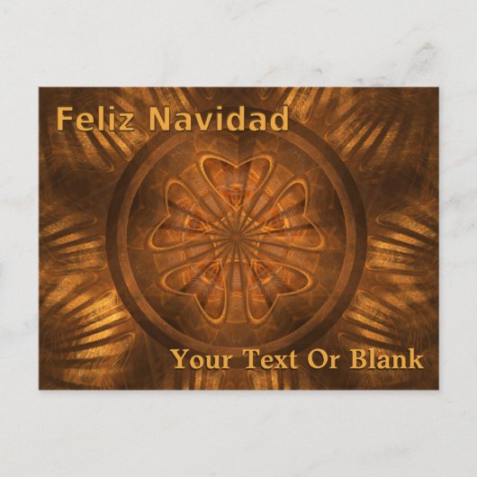 Feliz Navidad - Fractal Wood Carving Briefkaart (Voorkant)