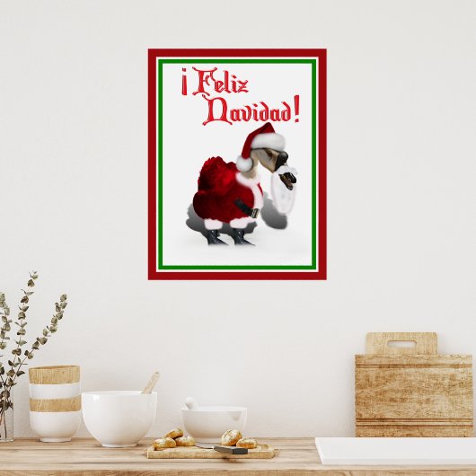 Feliz Navidad - Gekke kerstman Poster (Keuken)