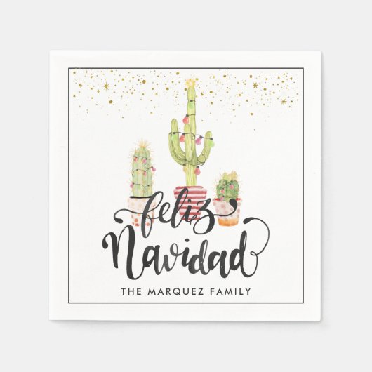 Feliz Navidad | Gepersonaliseerd kerstfeest Servet (Voorkant)