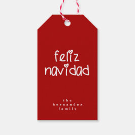 Feliz Navidad - Gepersonaliseerde rode kerst Cadeaulabel