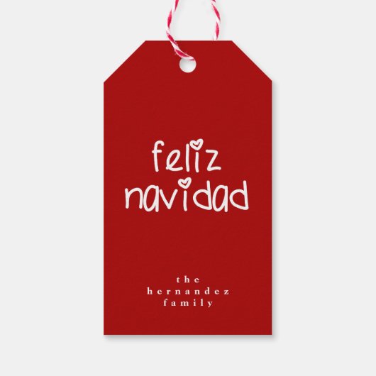 Feliz Navidad - Gepersonaliseerde rode kerst Cadeaulabel (Achterkant)