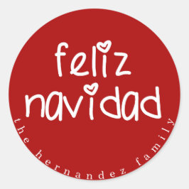 Feliz Navidad - Gepersonaliseerde rode kerst Ronde Sticker