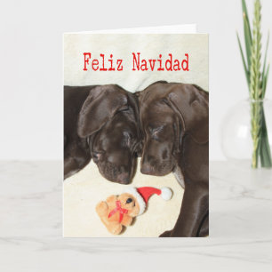Feliz Navidad German shorthaired Puppies Feestdagen Kaart