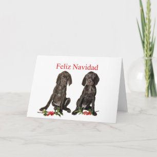 Feliz Navidad German shorthaired Puppies Feestdagen Kaart