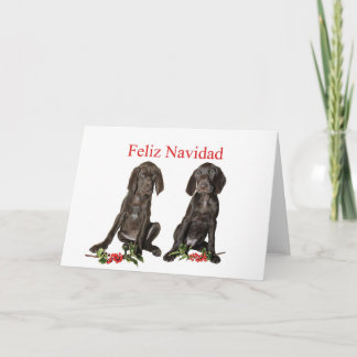Feliz Navidad German shorthaired Puppies Feestdagen Kaart