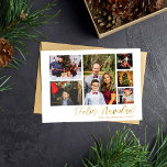 Feliz Navidad Gold 6 Foto<br><div class="desc">Stuur uw kerstwensen in stijl met uw Feliz Navidad Gold 6 Photo Holiday Kaart.</div>