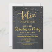 Feliz Navidad Gold & Black Chalk Kerstfeest Kaart (Voorkant)