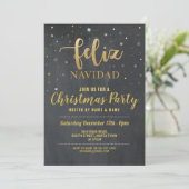 Feliz Navidad Gold & Black Chalk Kerstfeest Kaart (Staand voorkant)