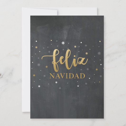 Feliz Navidad Gold & Black Chalk Kerstfeest Kaart (Achterkant)
