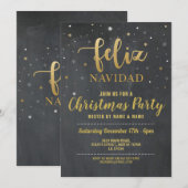 Feliz Navidad Gold & Black Chalk Kerstfeest Kaart (Voorkant / Achterkant)
