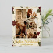 Feliz Navidad Gold Dorado Christmas Folie Feestdagenkaart (Staand Voorkant)