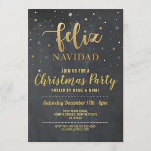 Feliz Navidad Gold en Black Chalk-kerstfeest Kaart
