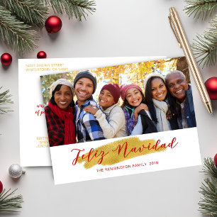 Feliz Navidad Gold Foil Swash vakantiefoto Feestdagenkaart