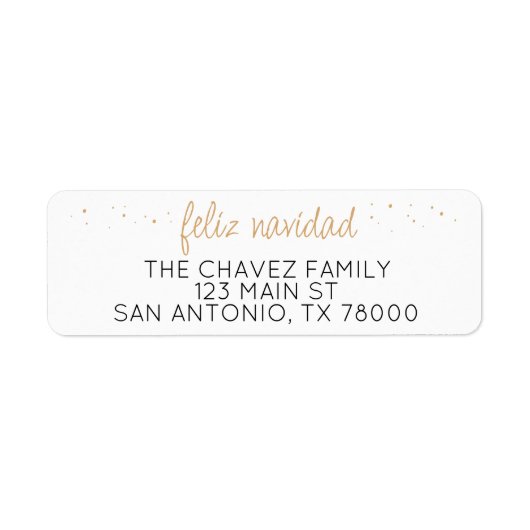 Feliz Navidad Gold retouradres Etiket (Voorkant)