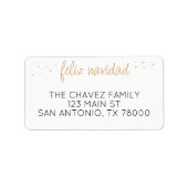 Feliz Navidad Gold Script Kerstadres Etiket (Voorkant)