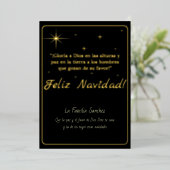 Feliz Navidad Golden & Black Luke 2:14 Folie Feestdagenkaart (Staand Voorkant)