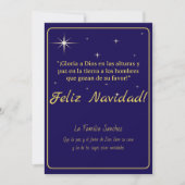 Feliz Navidad Golden & Blue Luke 2:14 Feestdagenkaart (Voorkant)