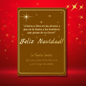 Feliz Navidad Golden & Brown Lucas 2:14 Vers Folie Feestdagenkaart