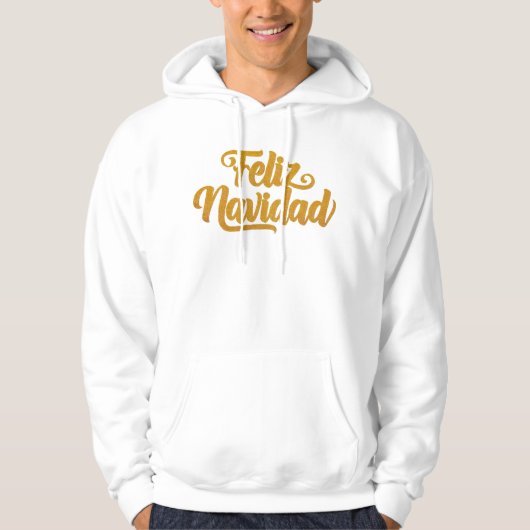 "Feliz Navidad" Goldener Schriftzug Spanisch Hoodie (Voorkant)