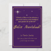Feliz Navidad Goud & Paars Lukas 2:14 Vers Feestdagenkaart (Voorkant)