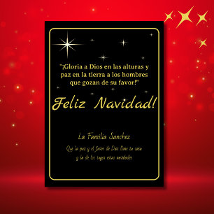 Feliz Navidad Goud & Zwart Lukas 2:14 Vers Feestdagenkaart