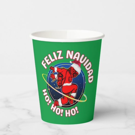 FELIZ NAVIDAD GRAPPIGE SANTA ASTRONAUT PAPIEREN BEKERS (Links)