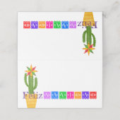 Feliz Navidad Green Cactus op Paars Plaatskaartje (Buitenkant ongevouwen)
