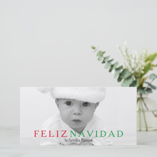 Feliz Navidad Green Red Typografie kerst Feestdagenkaart (Staand voorkant)
