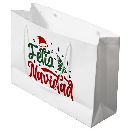 Feliz Navidad Groot Cadeauzakje (Voorkant Gekanteld)