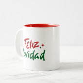 Feliz Navidad Hand Lettered Tweekleurige Koffiemok (Voorkant links)
