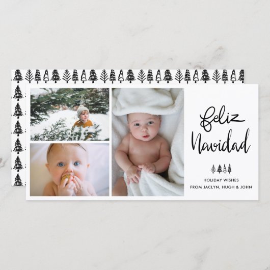 Feliz Navidad | Handgeschreven scriptvakantiefoto Feestdagenkaart (Voorkant / Achterkant)